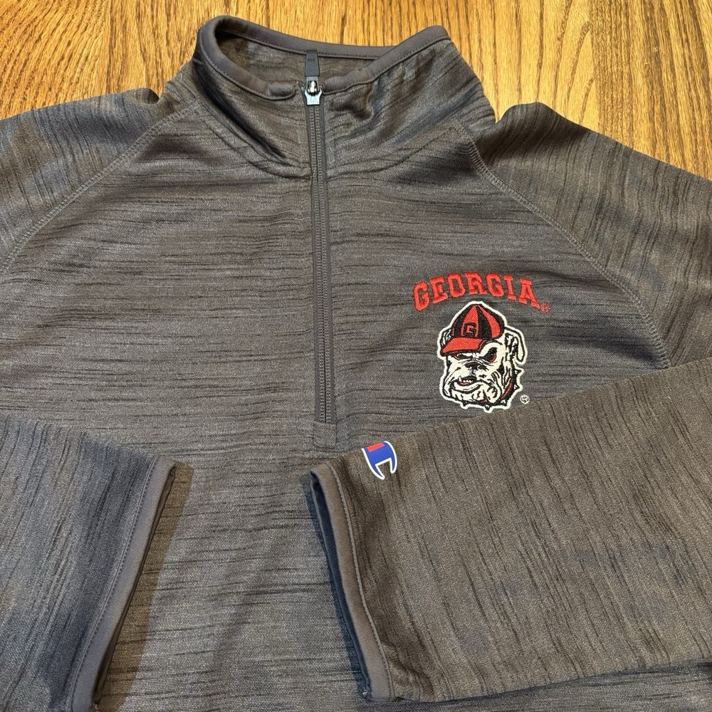 University of Georgia Bulldogs Small Gray Champion 1/4 Zip Pullover Fleece Lined